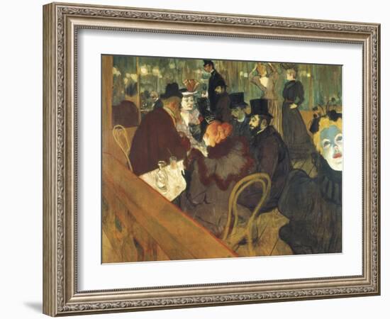 At the Moulin Rouge-Henri de Toulouse-Lautrec-Framed Art Print