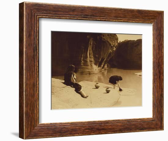 At the Old Well at Acoma-Edward S. Curtis-Framed Premium Giclee Print