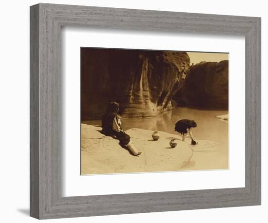 At the Old Well at Acoma-Edward S. Curtis-Framed Giclee Print