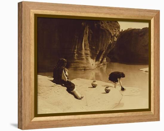 At the Old Well at Acoma-Edward S. Curtis-Framed Premier Image Canvas