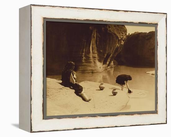 At the Old Well at Acoma-Edward S. Curtis-Framed Premier Image Canvas