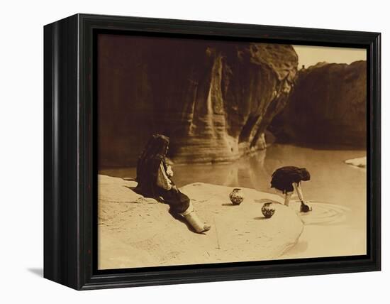 At the Old Well at Acoma-Edward S. Curtis-Framed Premier Image Canvas