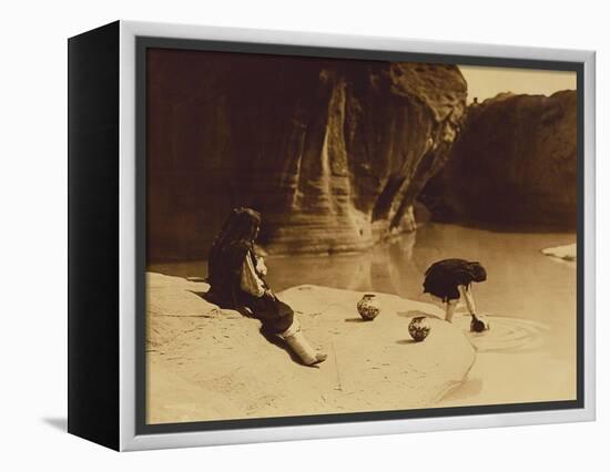 At the Old Well at Acoma-Edward S. Curtis-Framed Premier Image Canvas