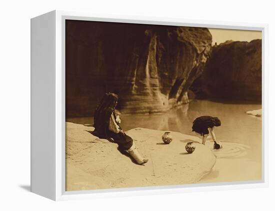 At the Old Well at Acoma-Edward S. Curtis-Framed Premier Image Canvas