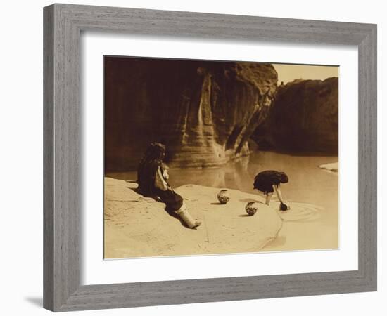 At the Old Well at Acoma-Edward S. Curtis-Framed Giclee Print