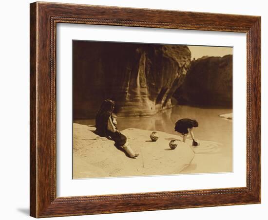 At the Old Well at Acoma-Edward S. Curtis-Framed Giclee Print