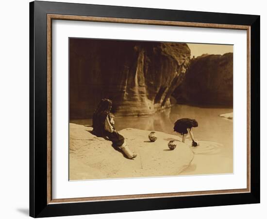 At the Old Well at Acoma-Edward S. Curtis-Framed Giclee Print