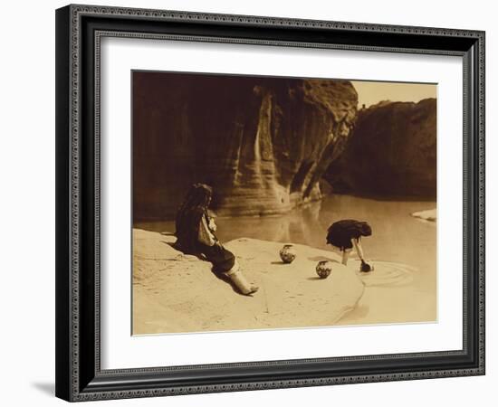 At the Old Well at Acoma-Edward S. Curtis-Framed Giclee Print