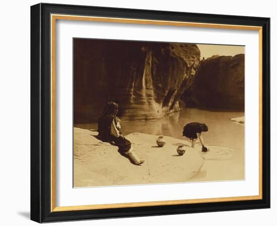 At the Old Well at Acoma-Edward S. Curtis-Framed Giclee Print