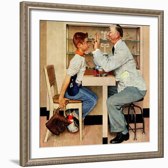 "At the Optometrist" or "Eye Doctor", May 19,1956-Norman Rockwell-Framed Giclee Print