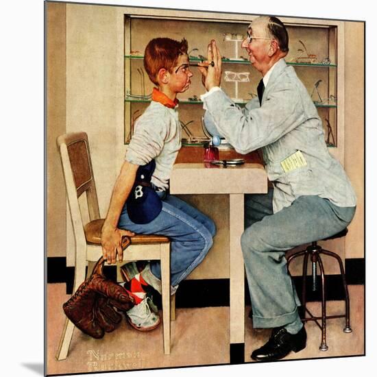 "At the Optometrist" or "Eye Doctor", May 19,1956-Norman Rockwell-Mounted Giclee Print