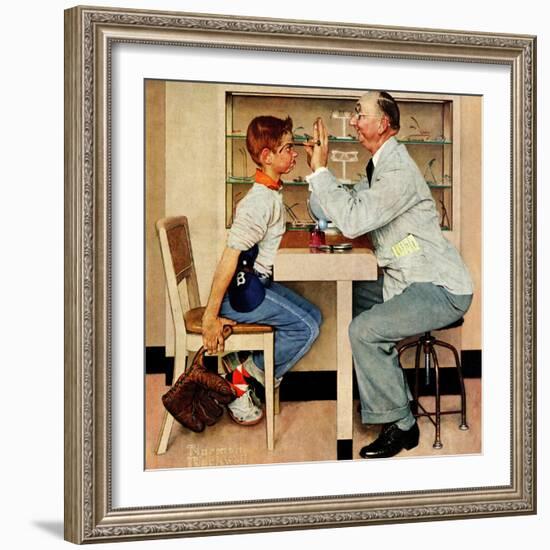 "At the Optometrist" or "Eye Doctor", May 19,1956-Norman Rockwell-Framed Giclee Print