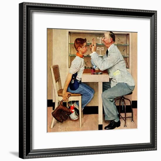 "At the Optometrist" or "Eye Doctor", May 19,1956-Norman Rockwell-Framed Giclee Print