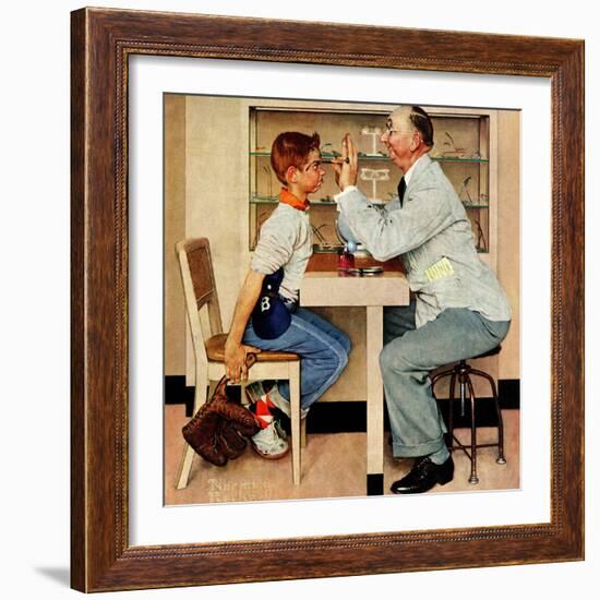 "At the Optometrist" or "Eye Doctor", May 19,1956-Norman Rockwell-Framed Giclee Print