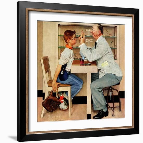 "At the Optometrist" or "Eye Doctor", May 19,1956-Norman Rockwell-Framed Giclee Print