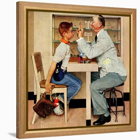 "At the Optometrist" or "Eye Doctor", May 19,1956-Norman Rockwell-Framed Premier Image Canvas