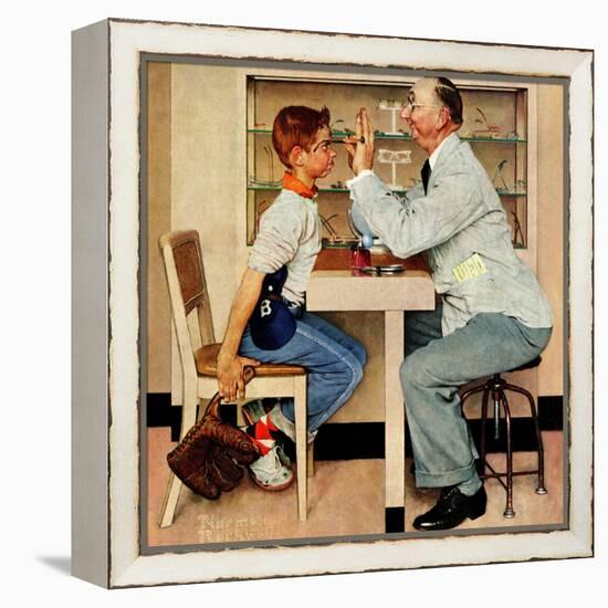 "At the Optometrist" or "Eye Doctor", May 19,1956-Norman Rockwell-Framed Premier Image Canvas