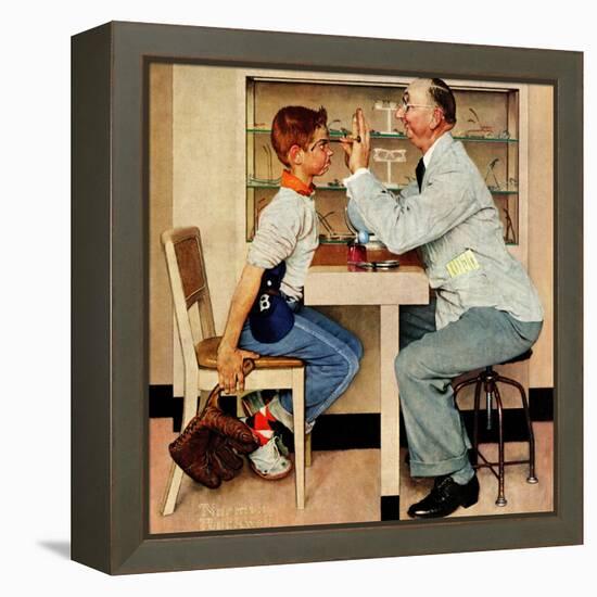 "At the Optometrist" or "Eye Doctor", May 19,1956-Norman Rockwell-Framed Premier Image Canvas