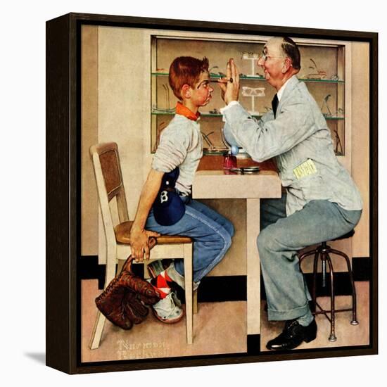 "At the Optometrist" or "Eye Doctor", May 19,1956-Norman Rockwell-Framed Premier Image Canvas