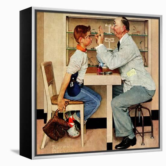 "At the Optometrist" or "Eye Doctor", May 19,1956-Norman Rockwell-Framed Premier Image Canvas