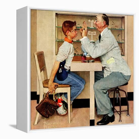 "At the Optometrist" or "Eye Doctor", May 19,1956-Norman Rockwell-Framed Premier Image Canvas