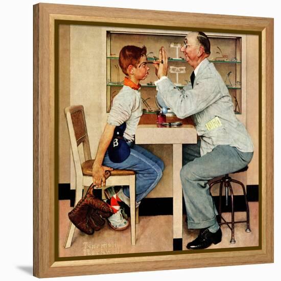 "At the Optometrist" or "Eye Doctor", May 19,1956-Norman Rockwell-Framed Premier Image Canvas