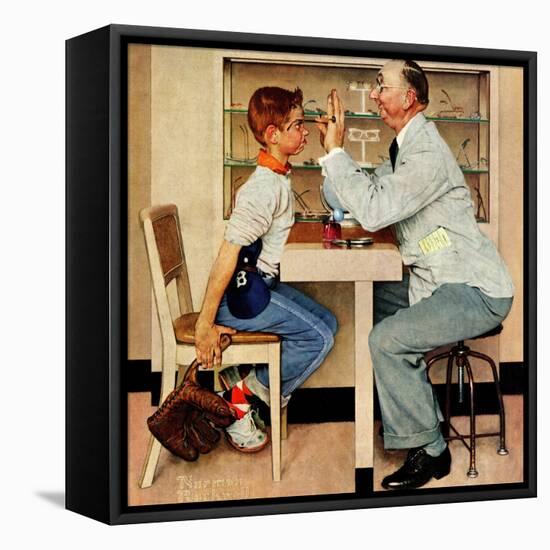 "At the Optometrist" or "Eye Doctor", May 19,1956-Norman Rockwell-Framed Premier Image Canvas