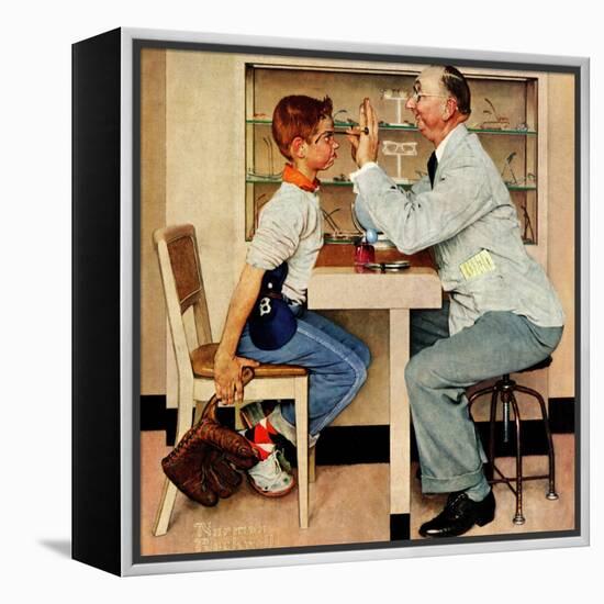 "At the Optometrist" or "Eye Doctor", May 19,1956-Norman Rockwell-Framed Premier Image Canvas