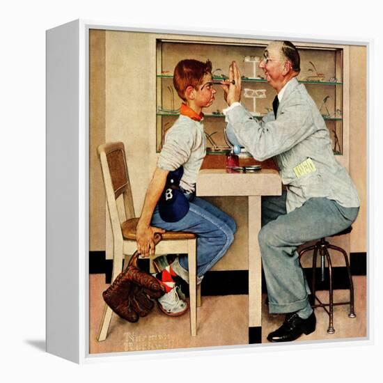 "At the Optometrist" or "Eye Doctor", May 19,1956-Norman Rockwell-Framed Premier Image Canvas