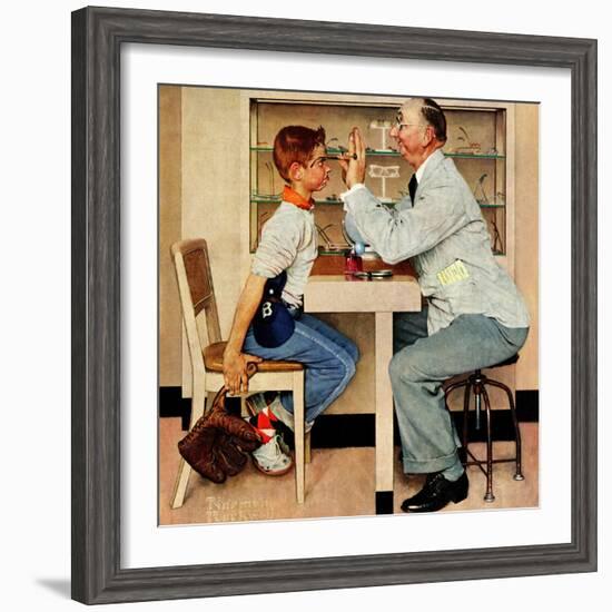 "At the Optometrist" or "Eye Doctor", May 19,1956-Norman Rockwell-Framed Premium Giclee Print