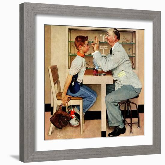 "At the Optometrist" or "Eye Doctor", May 19,1956-Norman Rockwell-Framed Premium Giclee Print