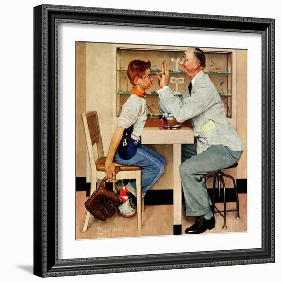 "At the Optometrist" or "Eye Doctor", May 19,1956-Norman Rockwell-Framed Premium Giclee Print