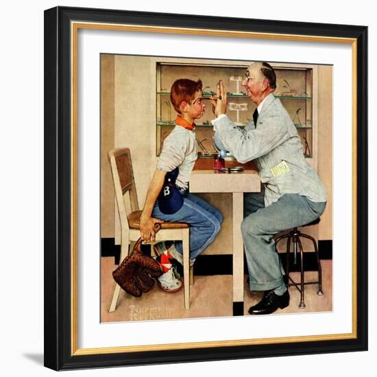 "At the Optometrist" or "Eye Doctor", May 19,1956-Norman Rockwell-Framed Premium Giclee Print