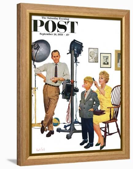 "At the Photographer" Saturday Evening Post Cover, September 26, 1959-Kurt Ard-Framed Premier Image Canvas