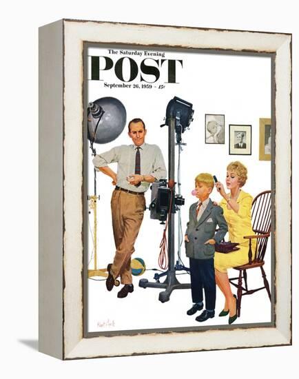 "At the Photographer" Saturday Evening Post Cover, September 26, 1959-Kurt Ard-Framed Premier Image Canvas