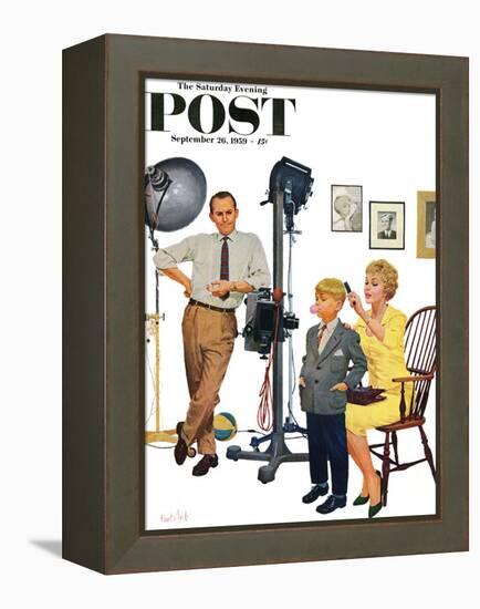 "At the Photographer" Saturday Evening Post Cover, September 26, 1959-Kurt Ard-Framed Premier Image Canvas