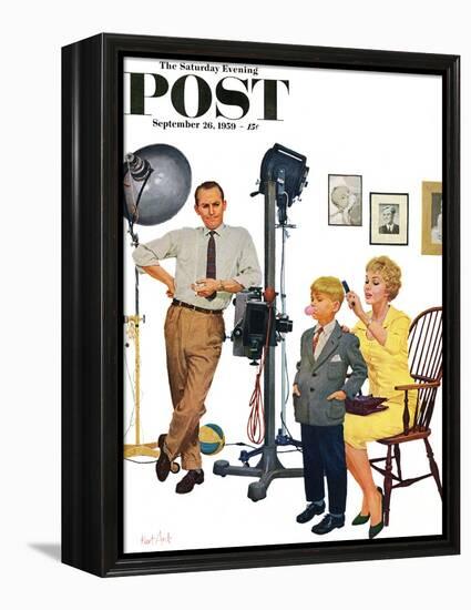 "At the Photographer" Saturday Evening Post Cover, September 26, 1959-Kurt Ard-Framed Premier Image Canvas