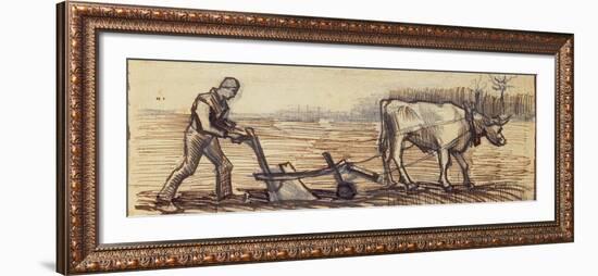 At the Plough, from a Series of Four Drawings Representing the Four Seasons-Vincent van Gogh-Framed Giclee Print