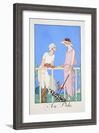 At the Polo, from 'Falbalas and Fanfreluches, Almanach Des Modes Présentes, Passées Et Futures'-Georges Barbier-Framed Giclee Print