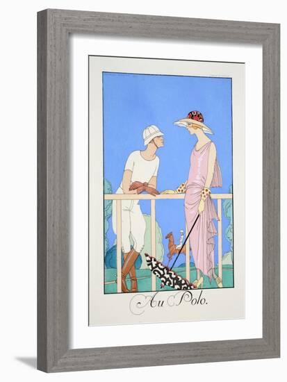 At the Polo, from 'Falbalas and Fanfreluches, Almanach Des Modes Présentes, Passées Et Futures'-Georges Barbier-Framed Giclee Print