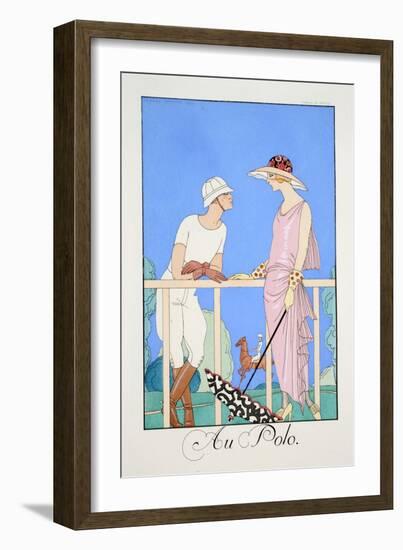 At the Polo, from 'Falbalas and Fanfreluches, Almanach Des Modes Présentes, Passées Et Futures'-Georges Barbier-Framed Giclee Print