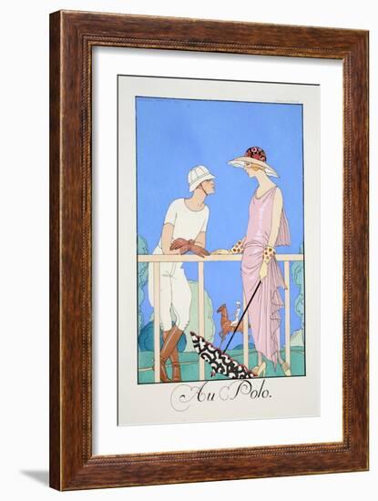 At the Polo, from 'Falbalas and Fanfreluches, Almanach Des Modes Présentes, Passées Et Futures'-Georges Barbier-Framed Giclee Print