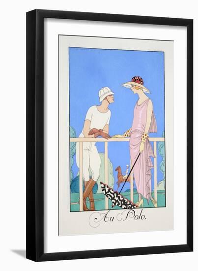 At the Polo, from 'Falbalas and Fanfreluches, Almanach Des Modes Présentes, Passées Et Futures'-Georges Barbier-Framed Giclee Print