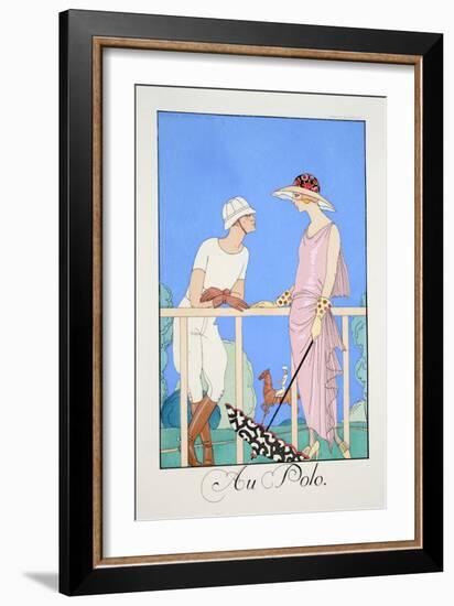 At the Polo, from 'Falbalas and Fanfreluches, Almanach Des Modes Présentes, Passées Et Futures'-Georges Barbier-Framed Giclee Print