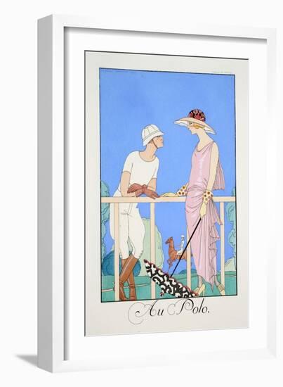 At the Polo, from 'Falbalas and Fanfreluches, Almanach Des Modes Présentes, Passées Et Futures'-Georges Barbier-Framed Giclee Print