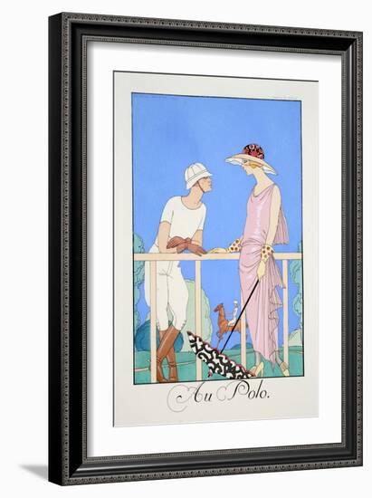 At the Polo, from 'Falbalas and Fanfreluches, Almanach Des Modes Présentes, Passées Et Futures'-Georges Barbier-Framed Giclee Print