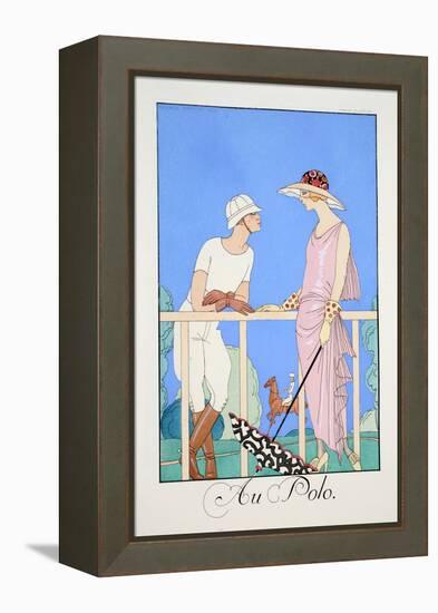 At the Polo, from 'Falbalas and Fanfreluches, Almanach Des Modes Présentes, Passées Et Futures'-Georges Barbier-Framed Premier Image Canvas