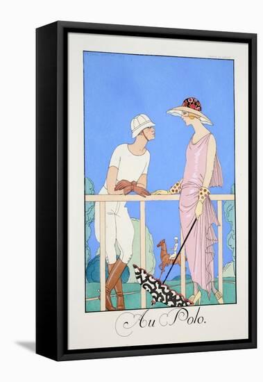 At the Polo, from 'Falbalas and Fanfreluches, Almanach Des Modes Présentes, Passées Et Futures'-Georges Barbier-Framed Premier Image Canvas