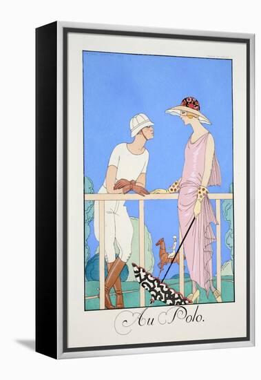 At the Polo, from 'Falbalas and Fanfreluches, Almanach Des Modes Présentes, Passées Et Futures'-Georges Barbier-Framed Premier Image Canvas