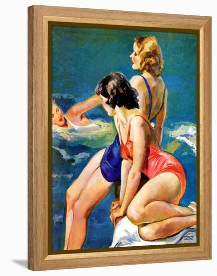 "At the Pool,"August 28, 1937-John LaGatta-Framed Premier Image Canvas